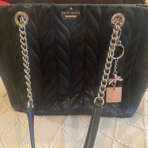 Black leather Kate Spade purse with quilted design
